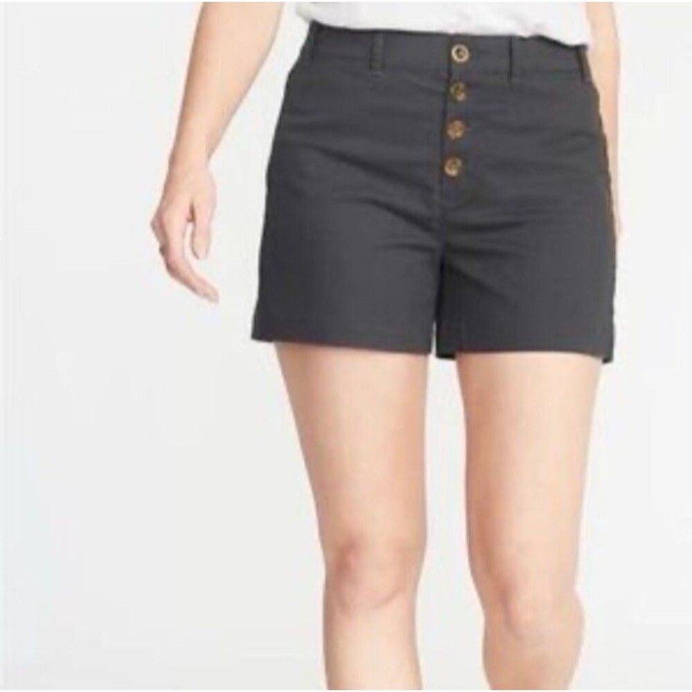 Old Navy Women's Size 14 High Rise Panther Gray Button Up‎ Shorts 4" inseam